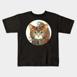 Happy Cat Boho - Colorful Cat Hippy Lover Kids T-Shirt